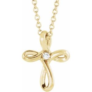 .015 Ctw Natural Diamond Cross Necklace