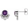 14K White Natural Amethyst & 1/8 CTW Natural Diamond Earrings