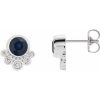 Sterling Silver Natural Blue Sapphire & 1/8 CTW Natural Diamond Earrings