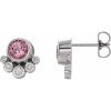 Platinum Natural Pink Tourmaline & 1/8 CTW Natural Diamond Earrings