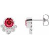 14K White Lab-Grown Ruby & 1/8 CTW Natural Diamond Earrings