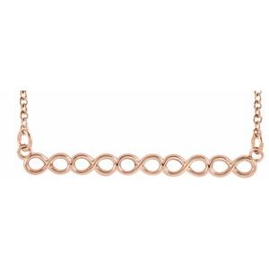 14K Rose Infinity-Inspired 16-18″ Bar Necklace