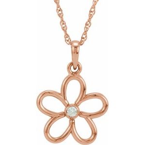 .03 Ctw Natural Diamond Flower Necklace