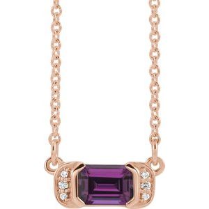 Natural Amethyst And .02 Ctw Natural Diamond Bar Necklace