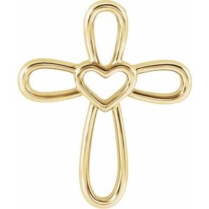 14K Yellow Cross with Heart Pendant