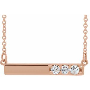 14K Rose 1/5 CTW Natural Diamond Bar 16-18″ Necklace