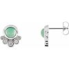 Platinum  Natural Green Chrysoprase  & 1/8 CTW Natural Diamond Earrings