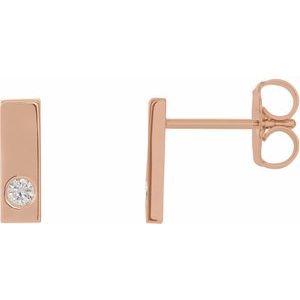 .03 Ctw Natural Diamond Bar Earring