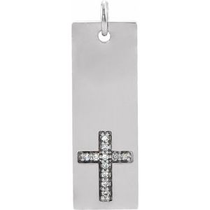 .03 Ctw Natural Diamond Vertical Bar Cross Pendant