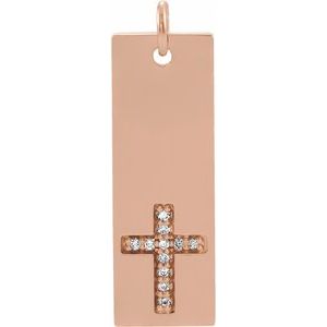 .03 Ctw Natural Diamond Vertical Bar Cross Pendant