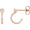 14K Rose  0.06 CTW Natural Diamond Huggie J-Hoop Earring