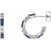 Sterling Silver Natural Blue Sapphire & 1/2 CTW Natural Diamond Earrings