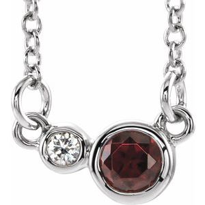 Natural Garnet And .02 Ctw Natural Diamond Necklace