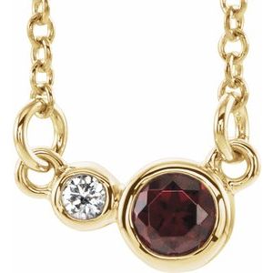 Natural Garnet And .02 Ctw Natural Diamond Necklace