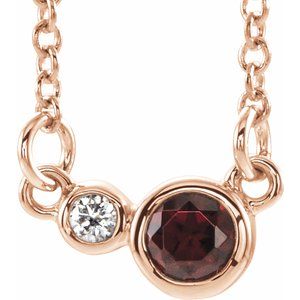 Natural Garnet And .02 Ctw Natural Diamond Necklace