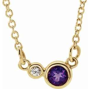 Natural Amethyst And .02 Ctw Natural Diamond Necklace