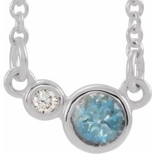 Natural Aquamarine And .02 Ctw Natural Diamond Necklace