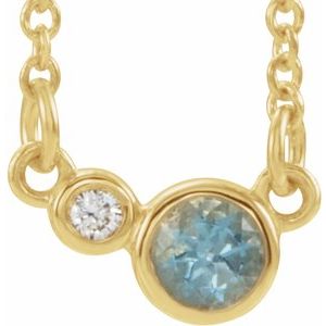 Natural Aquamarine And .02 Ctw Natural Diamond Necklace