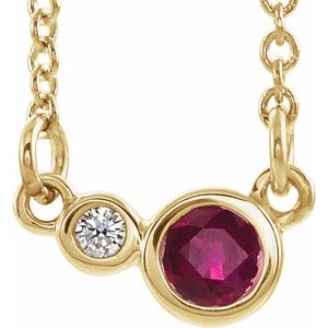 Lab-Grown Ruby And .02 Ctw Natural Diamond Necklace