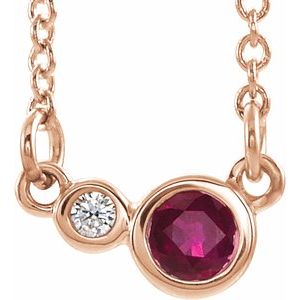 Lab-Grown Ruby And .02 Ctw Natural Diamond Necklace