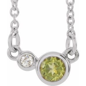 Natural Peridot And .02 Ctw Natural Diamond Necklace