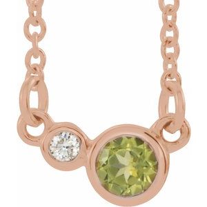 Natural Peridot And .02 Ctw Natural Diamond Necklace