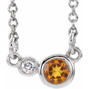 Natural Citrine And .02 Ctw Natural Diamond Necklace