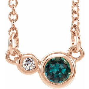 Lab-Grown Alexandrite And .02 Ctw Natural Diamond Necklace