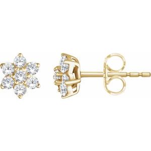 3/8 Ctw Natural Diamond Flower Earrings With Backs