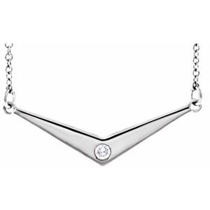 14K White .03 CTW Natural Diamond V 18″ Necklace