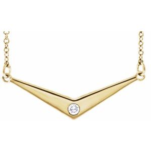 14K Yellow .03 CTW Natural Diamond V 18″ Necklace