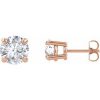 14K Rose 7 mm Round Forever One™ Moissanite Earrings