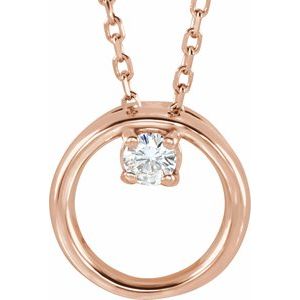 14K Rose Forever One™ Lab-Grown Moissanite Circle 18″ Necklace