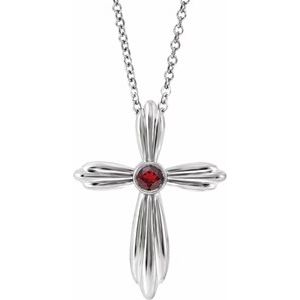 Natural Garnet Cross Necklace