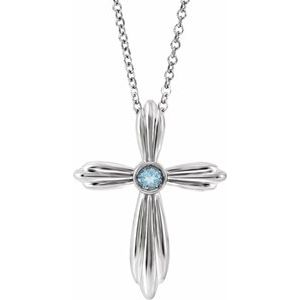 Natural Aquamarine Cross Necklace