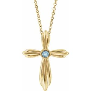 Natural Aquamarine Cross Necklace