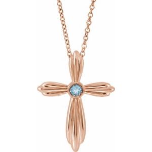 Natural Aquamarine Cross Necklace