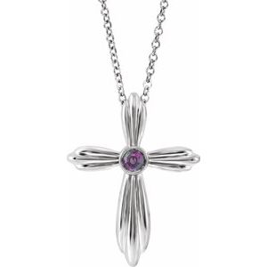 Platinum Natural Alexandrite Cross 16-18″  Necklace