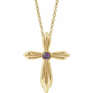 Lab-Grown Alexandrite Cross Necklace