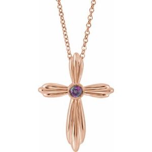 Lab-Grown Alexandrite Cross Necklace