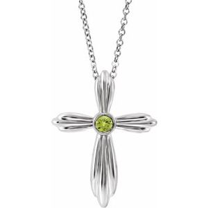 Natural Peridot Cross Necklace