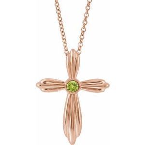 Natural Peridot Cross Necklace