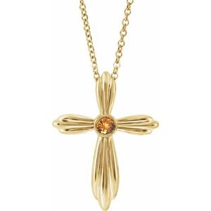 Natural Citrine Cross Necklace