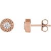 14K Rose  3 mm Round Forever One™ Lab-Grown Moissanite Earrings