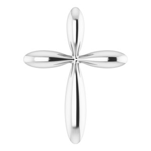 14K White 14.65×11.2 mm Cross Pendant