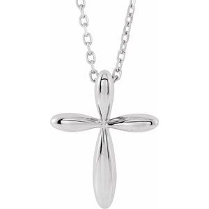 14K White 14.65×11.2 mm Cross 16-18″ Necklace