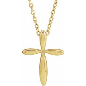 14K Yellow 14.65×11.2 mm Cross 16-18″ Necklace