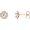 14K Rose 4.5 mm Forever One™ Lab-Grown Moissanite & 1/6 CTW Natural Diamond Earrings