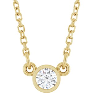 14K Yellow 1/10 CT Natural Diamond Solitaire 18″ Necklace