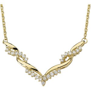 14K Yellow 1/2 CTW Natural Diamond V 18″ Necklace